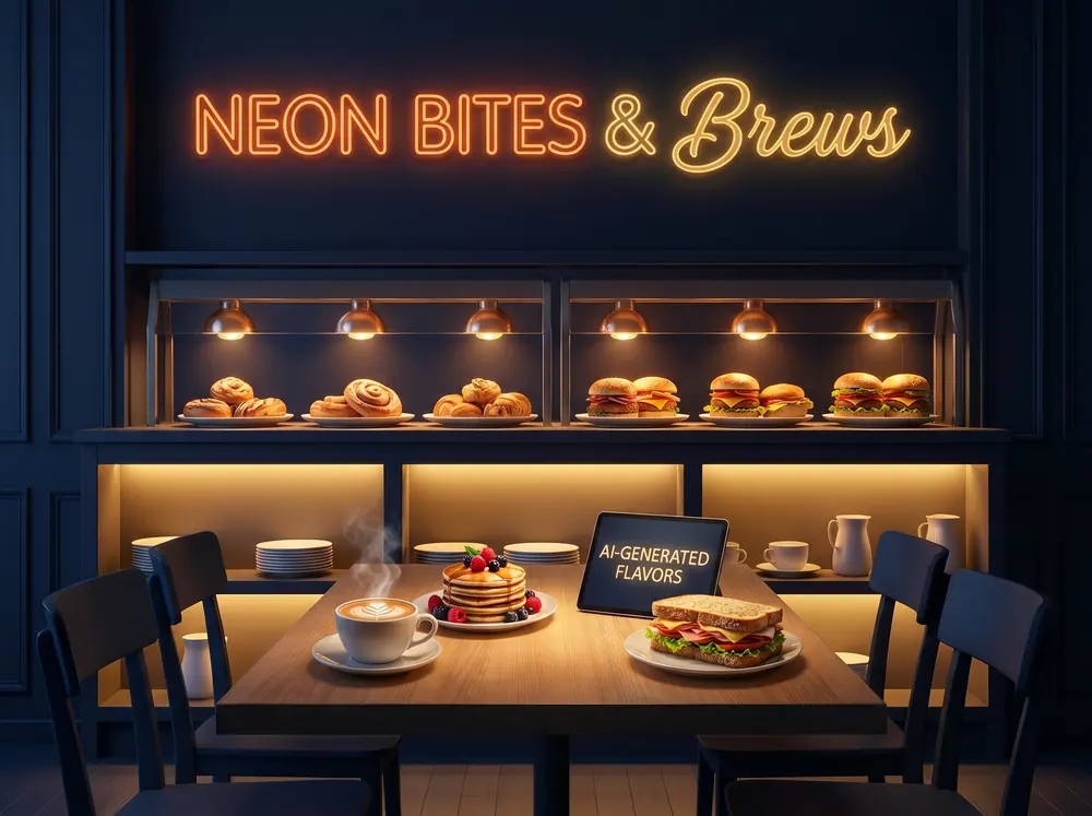 Restoran ve kafe için iştah açıcı AI reklam videosu sahnesi